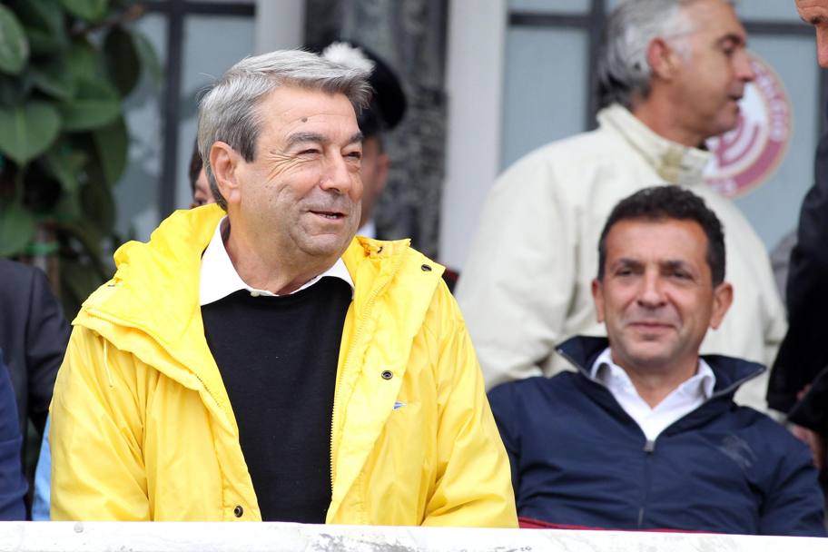 Con il presidente del Livorno, Aldo Spinelli Livorno- Catania allo stadio Armando Picchi di Livorno, 2013 (ANSA)